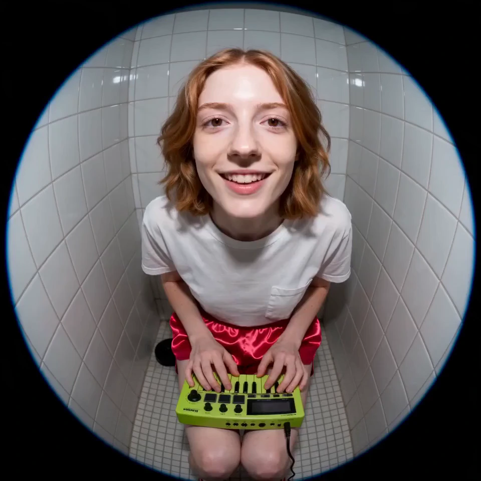A raw, energetic fisheye-style fashion video shot from a fixed high-angle