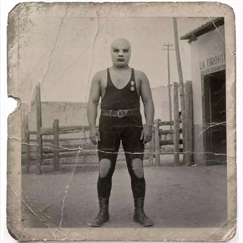 Old scratched and faded family photo restored to a clean, clear version