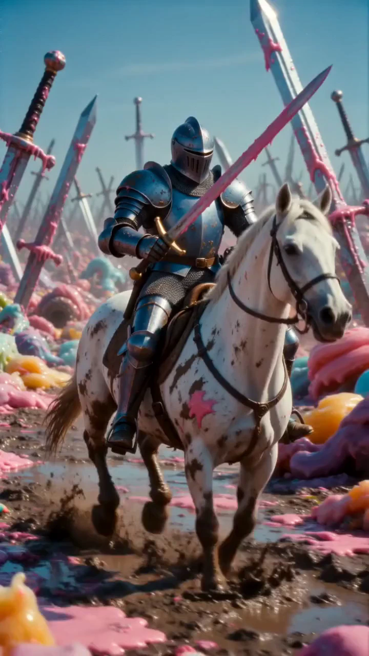 A surreal medieval fantasy battle scene, shot like an ultra-detailed historical