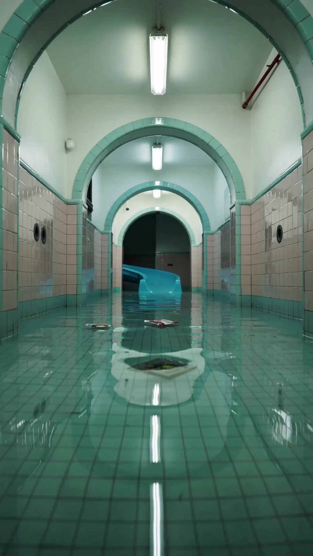 An experimental late-1970s / early-1980s liminal interior sequence, shot on